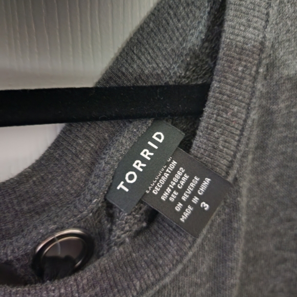 Oversize Lace Up Back Sweatshirt Charcoal Grey Size 3 - Picture 3 of 5